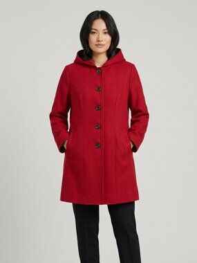 Dark Red Wool Blend Handmade Fall Coat